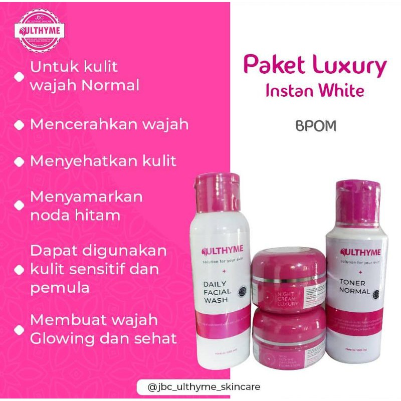 Paket Luxury Instan White Ulthyme Skincare