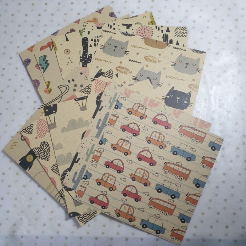 

Vintage Origami Paper Kraft Material 2 Sisi Design Scrabook Journal // Dimino