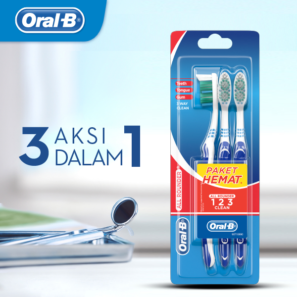 Oral-B Sikat Gigi 123 Soft 2s x3