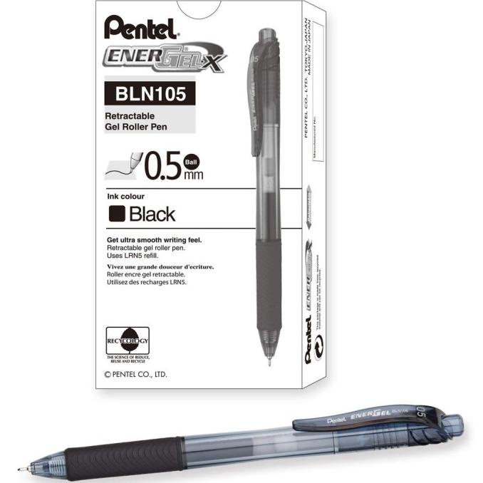 

[PACK] Pen Pentel EnerGel-X BLN105 0.5 mm Hitam MURAH ---Terbaru---