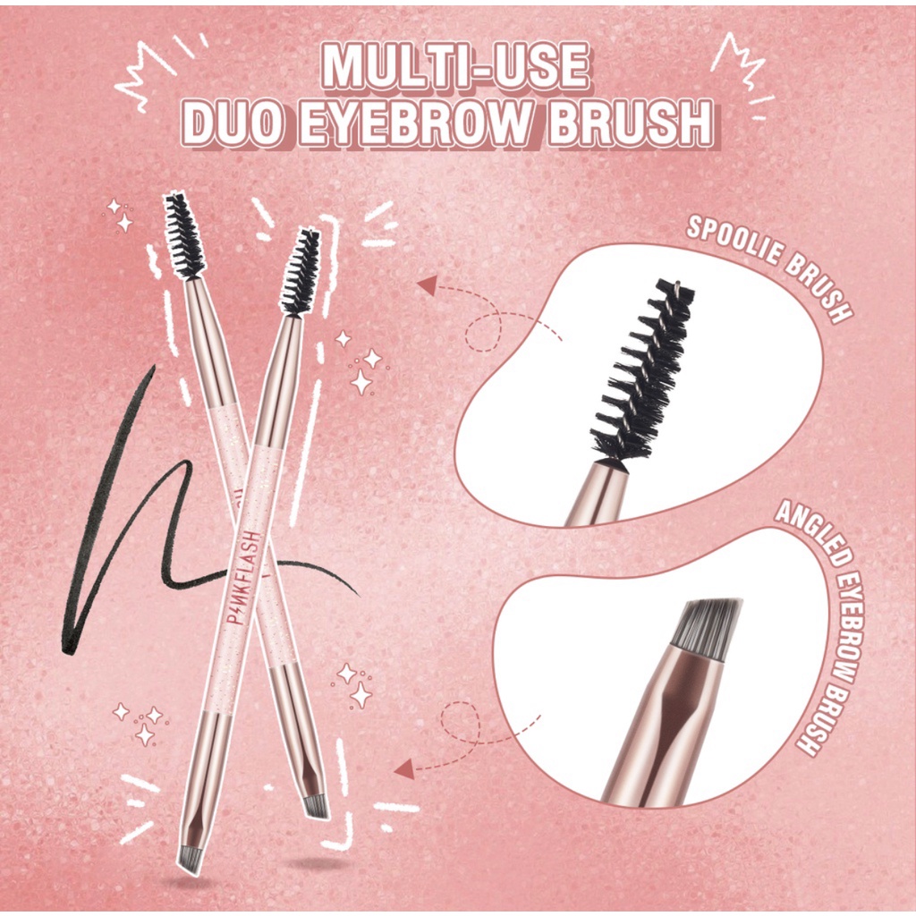 PINKFLASH Multi-use Duo Makeup Brush Professional Makeup Tool Spoolie Brush and Angled Brush Eyelash Brush Precision Smudge Brush