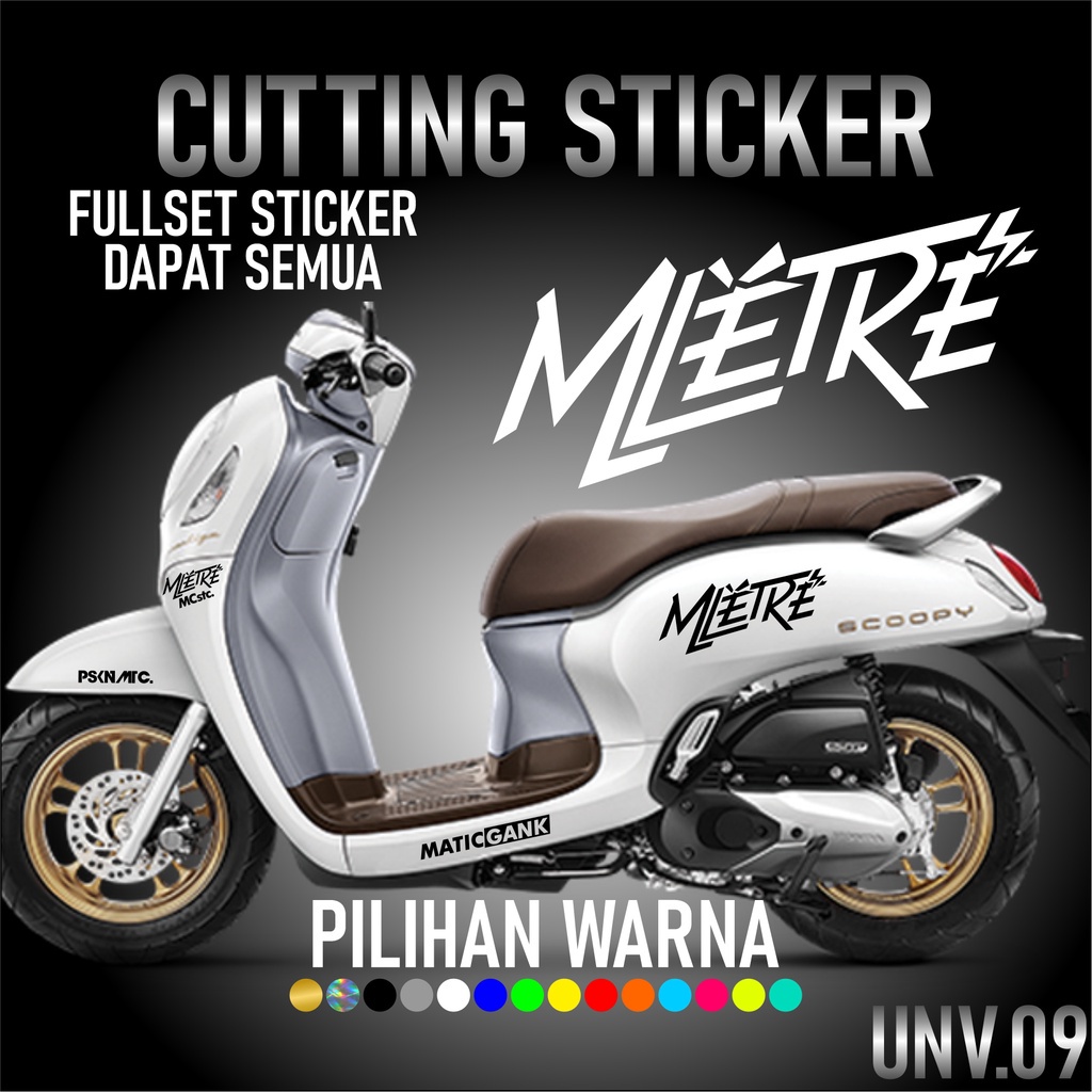 Cutting Sticker MLETRE Satu Set  Aksesoris Stiker Striping Motor Honda Scoopy 2010 2022 New Prestige