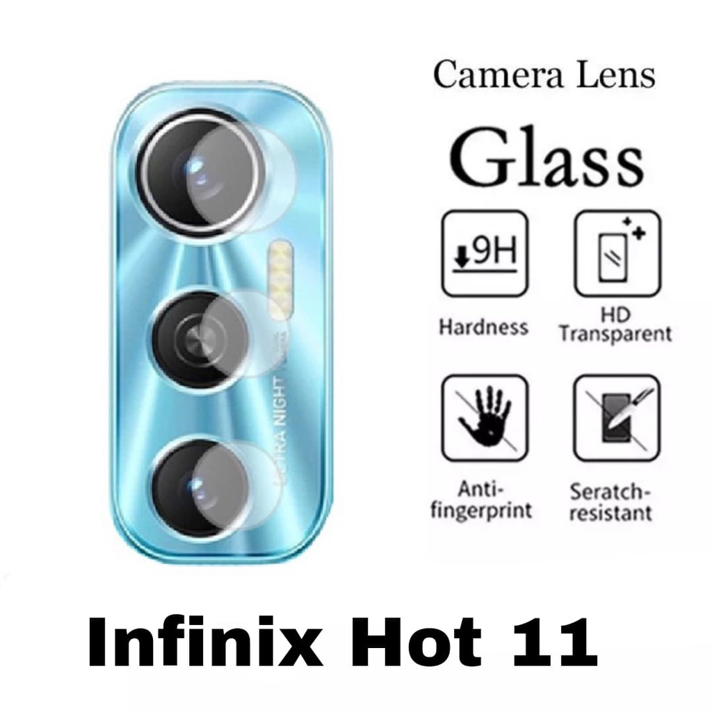 PROMO 2in1 Tempered Glass INFINIX HOT 11 Full Layar kaca List Hitam Free Camera Glass