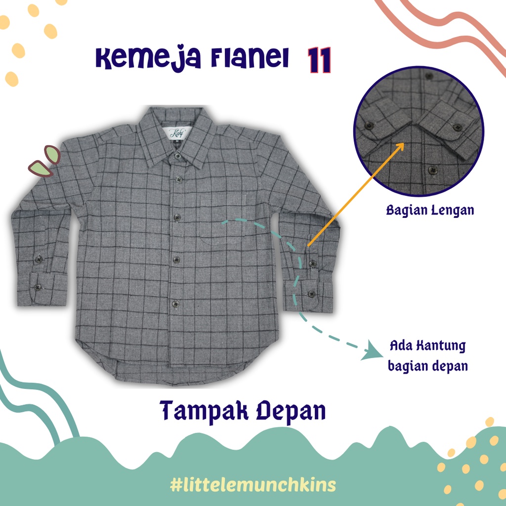 KAHF Baju Kemeja Anak Lengan Panjang Flanel Kotak Kotak Cowok/Pria 1-10 Tahun I KAHF Flannel Shirt K