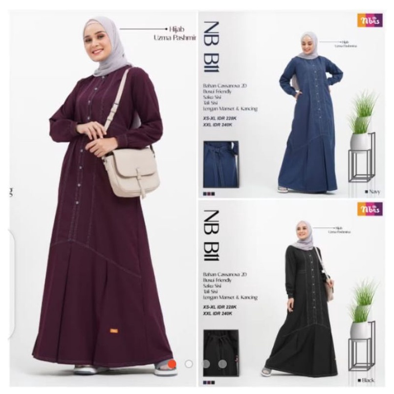 Gamis Nibras Terbaru 2021 NB B11 New Original / Gamis Nibras Dewasa / Gamis Modern /Dress Muslimah