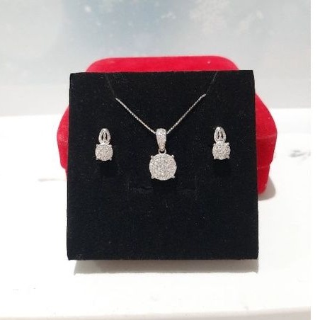 Perhiasan 1 Set Perak Asli 925 / Lapis Emas Putih - Anti Karat - Perhiasan Wanita