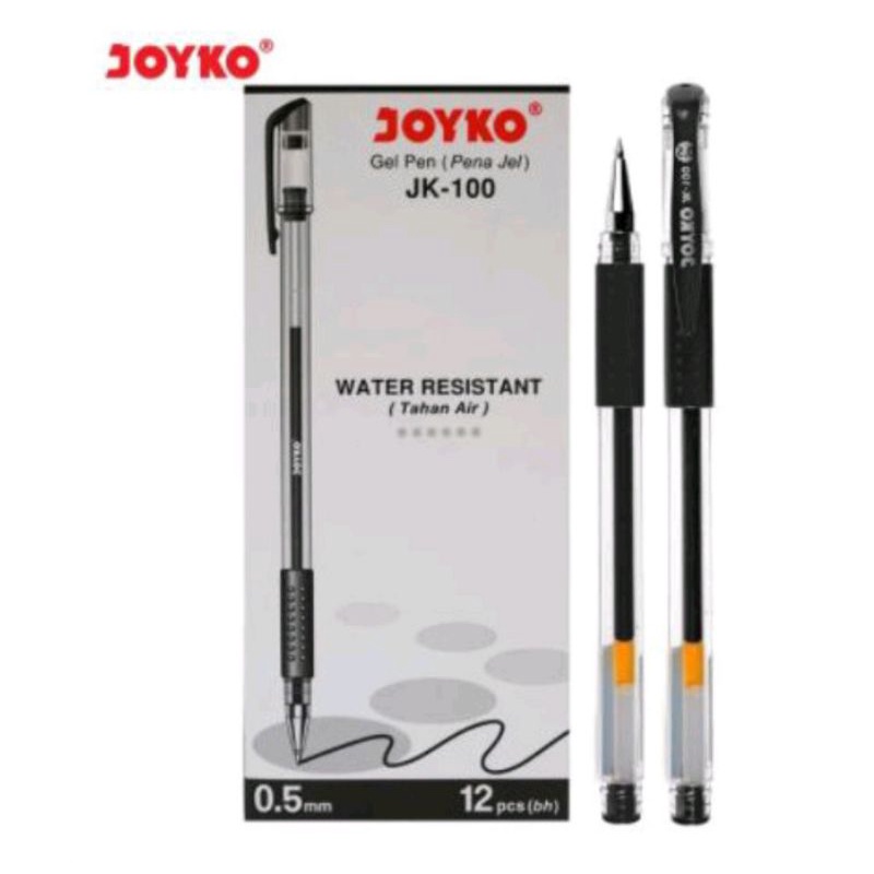 Pen gel Joyko JK-100 Pulpen Joyko JK-100NT HITAM isi 12 pcs berkualitas