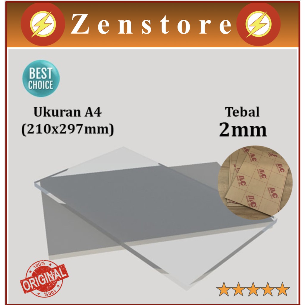 

Acrylic ketebalan bening / transparan 2mm ukuran A4 grosir