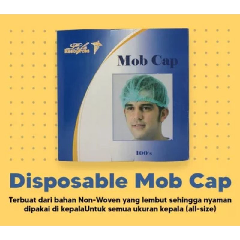 Disposable Mop Cap - Nurse Cap Original Liferesources isi 100 / Penutup Kepala Medis Non Woven