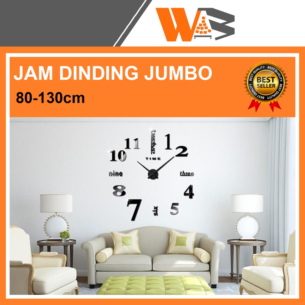 COD Jam Dinding Jumbo DIY Giant Wall Clock Besar Quartz Creative Design Diameter 80-130Cm