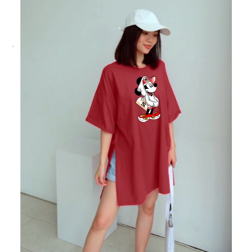 Kaos Oversize Wanita Miki NY Belah Samping Jumbo XXL