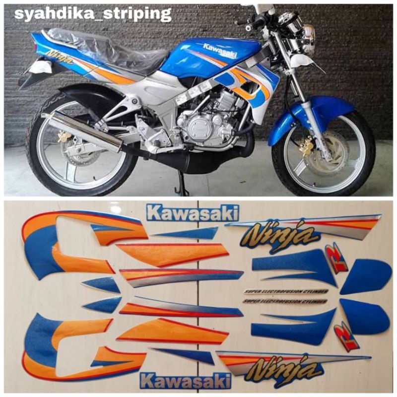 STIKER STRIPING LIS BODY KAWASAKI NINJA R KIS 2005 BIRU SILVER