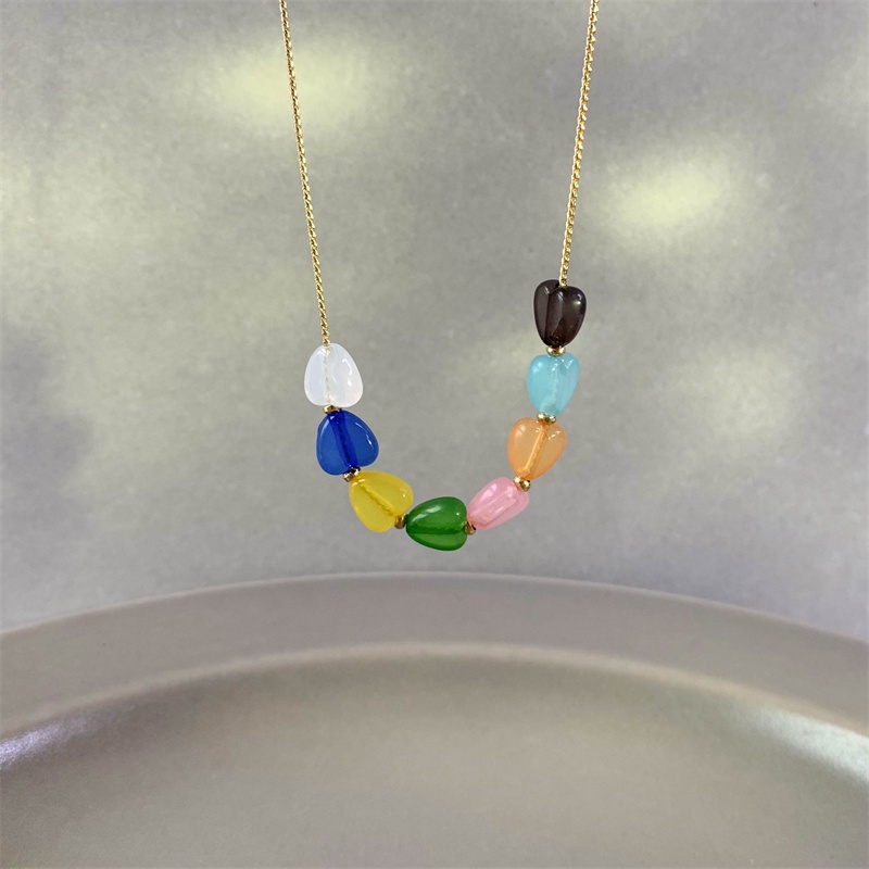 Colorful Love Necklace Accessories Light Luxury Clavicle Chain Trend