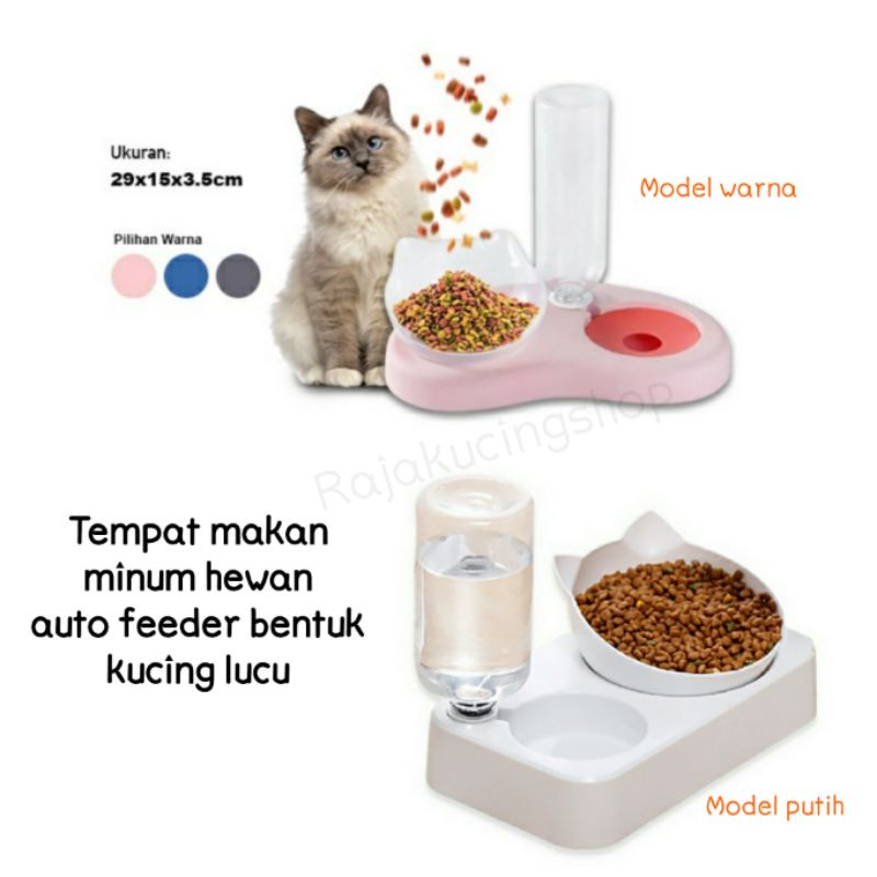 Tempat makan minum hewan auto feeder bentuk kucing lucu