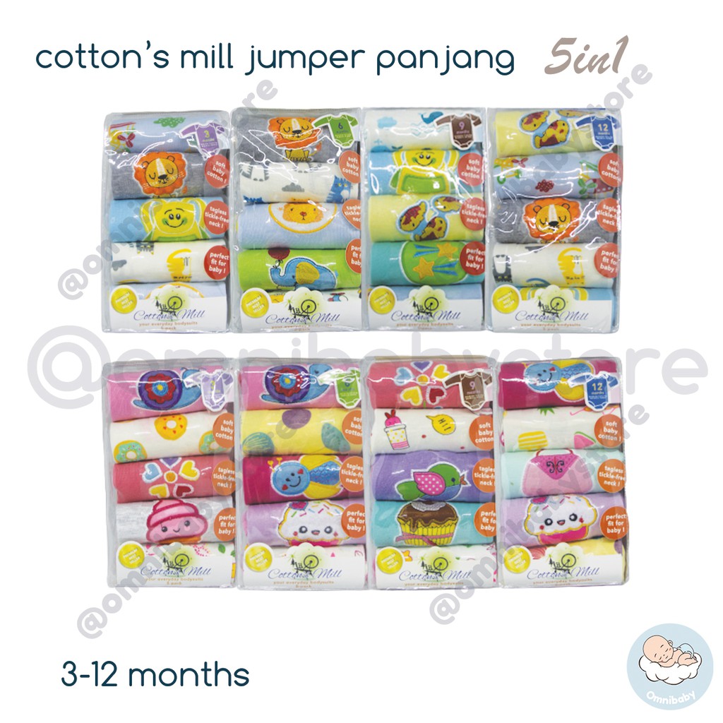 cotton's mill jumper lengan panjang bayi laki-laki/bayi perempuan 5in1 (SNI)