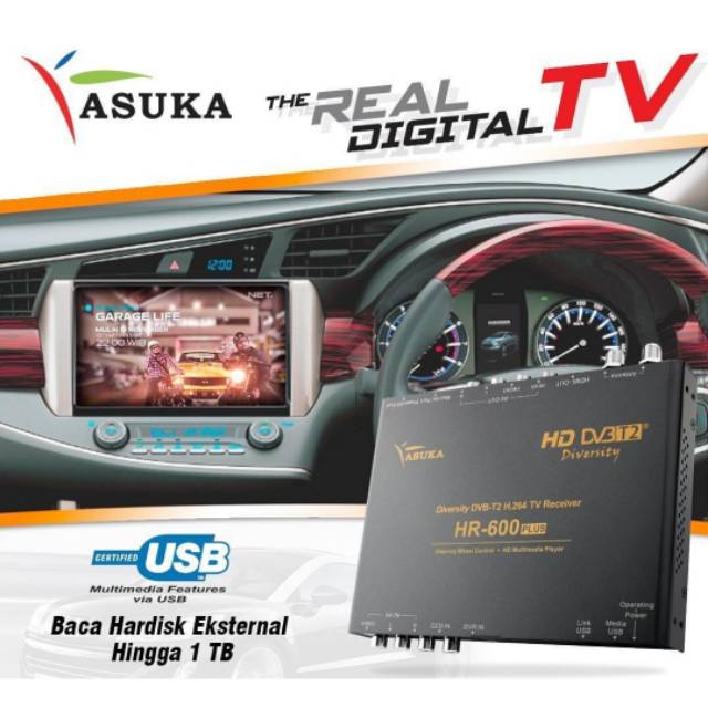 Asuka HR-600 Plus TV Tuner Mobil Digital HD 1080P