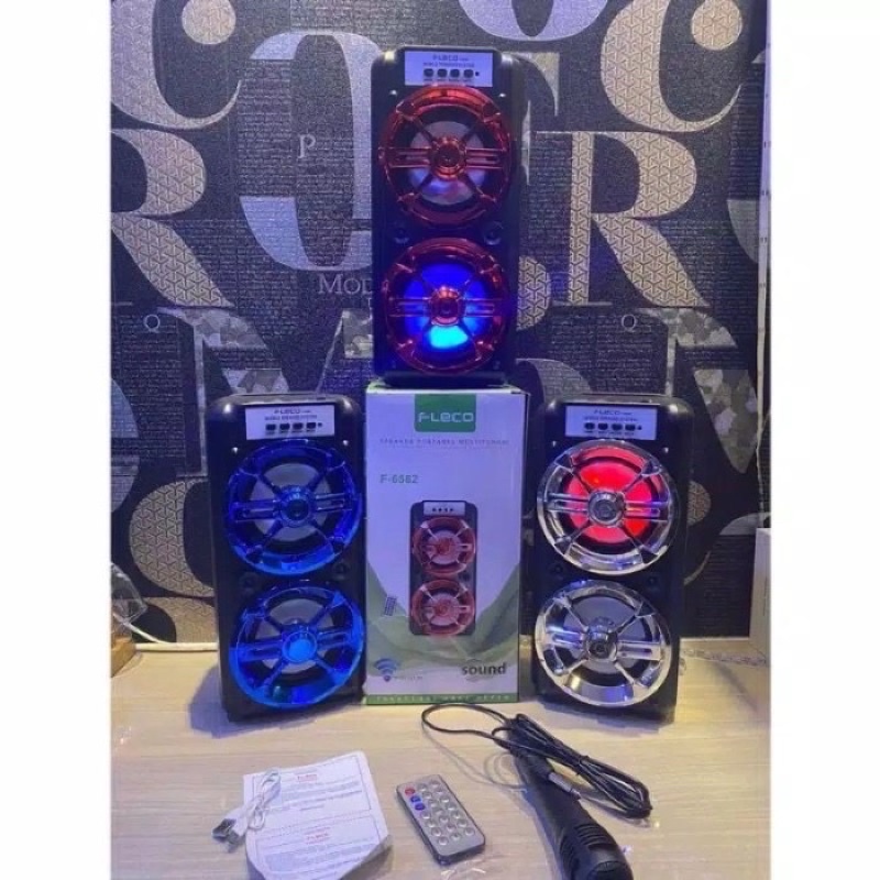 Speaker Salon Aktif Bluetooth Fleco F-6581 Bonus Mic+Remote