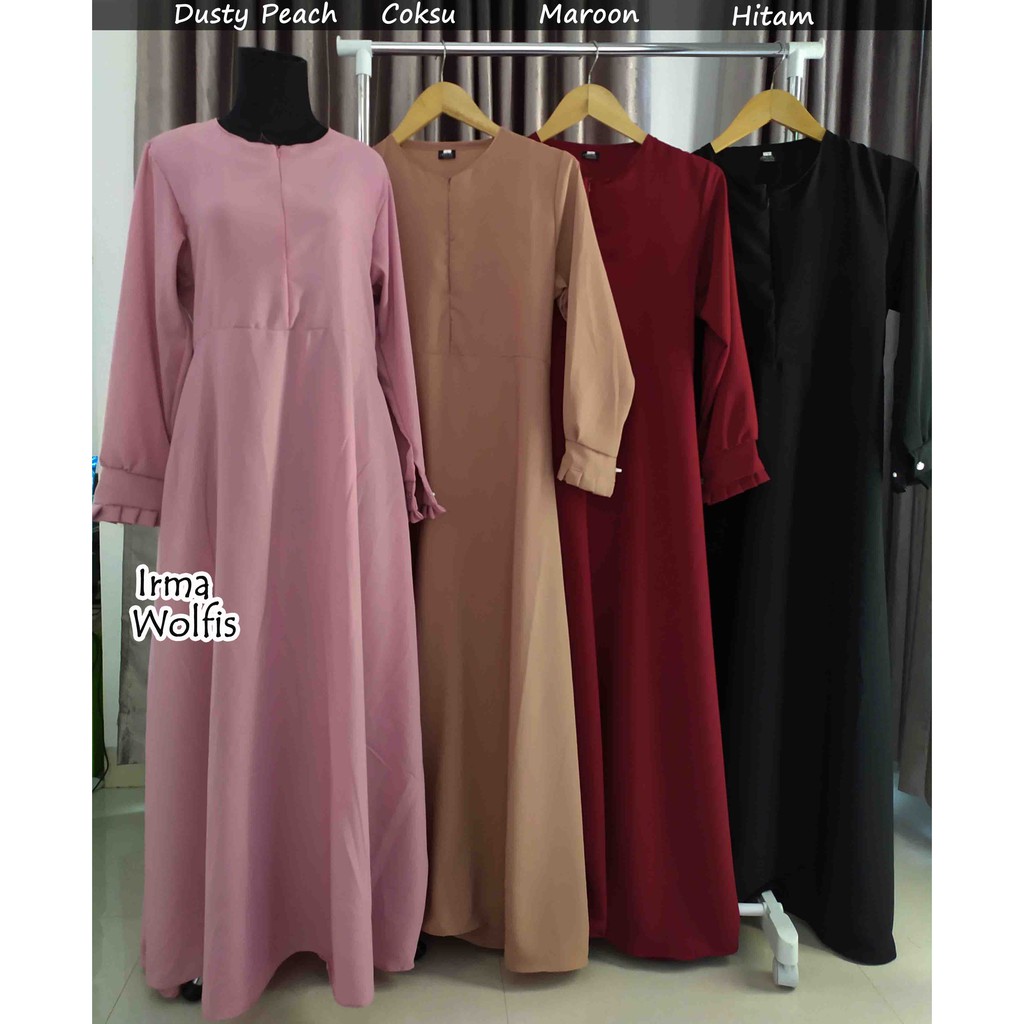 Gamis Basic Wolfis Polos/ Dress Wolfis Basic Syar'i Mewah