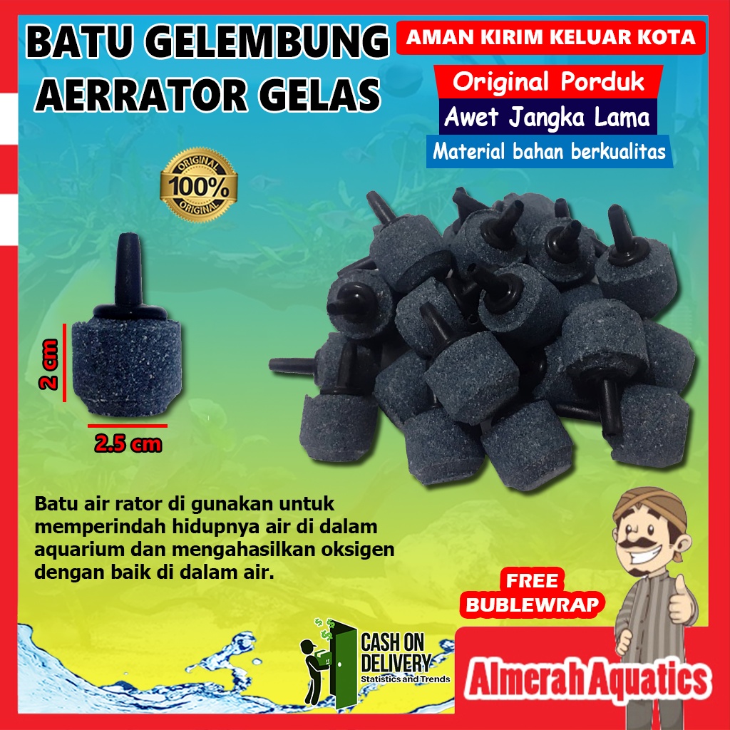 Batu gelembung air rator gelas aquarium