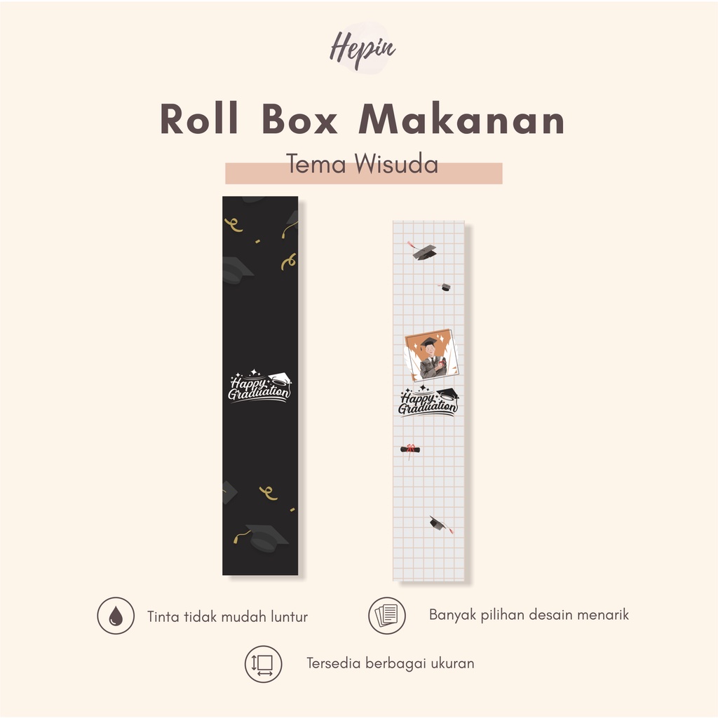 

roller box tema WISUDA/label pengikat murah