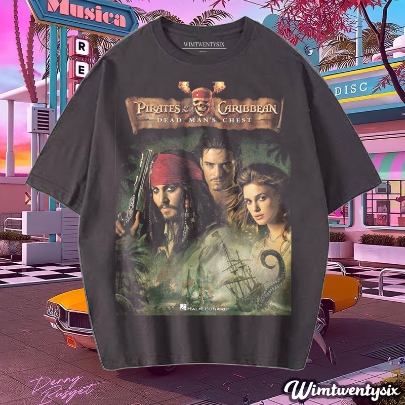KAOS THE PIRATES OF CARIBBEAN VINTAGE TEE (OVERSIZE DARK GREY T-SHIRT)