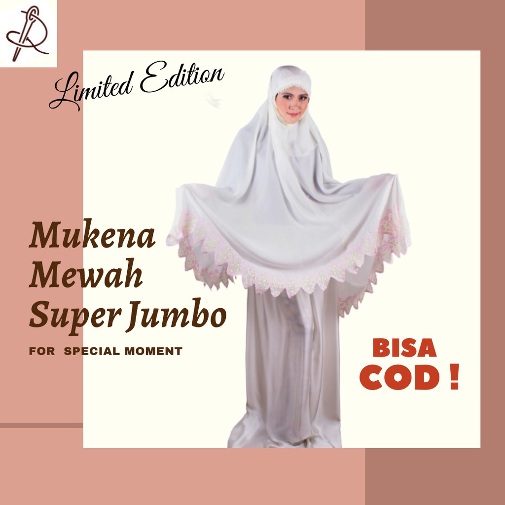 MUKENA MUKENAH BORDIR MEWAH PREMIUM JUMBO MAHAR SESERAHAN NIKAH -PUTIH