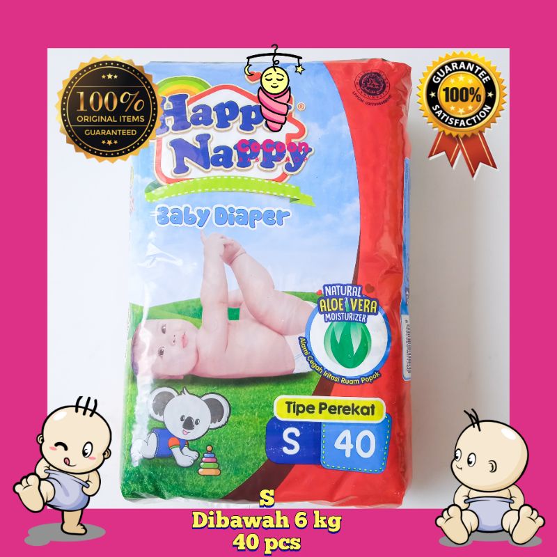 Popok Diaper Bayi Happy Nappy Tape S40 S 40 Tipe Perekat