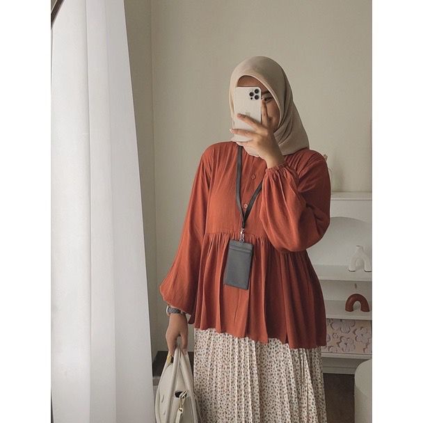 (MGA) BLOUSE JUANA OVERSIZE KEMEJA CRINCLE AIRFLOW ATASAN WANITA