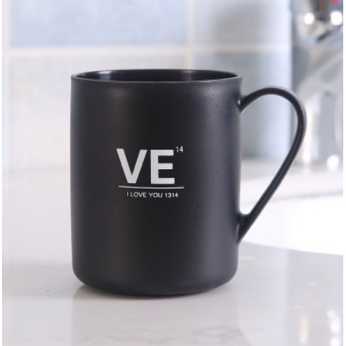 UNIK - (1 PCS) H622 Gelas Couple Plastik LOVE / Gelas Couple Black White and Tosca Pink-Hitam