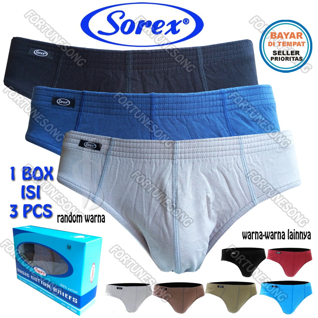 3 Pcs Celana Dalam Pria Katun Sorex Original
