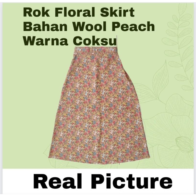 Rok Wanita Span Panjang Korea Style Floral Skirt A Line Motif Bunga Model Kekinian Good Quality Premium