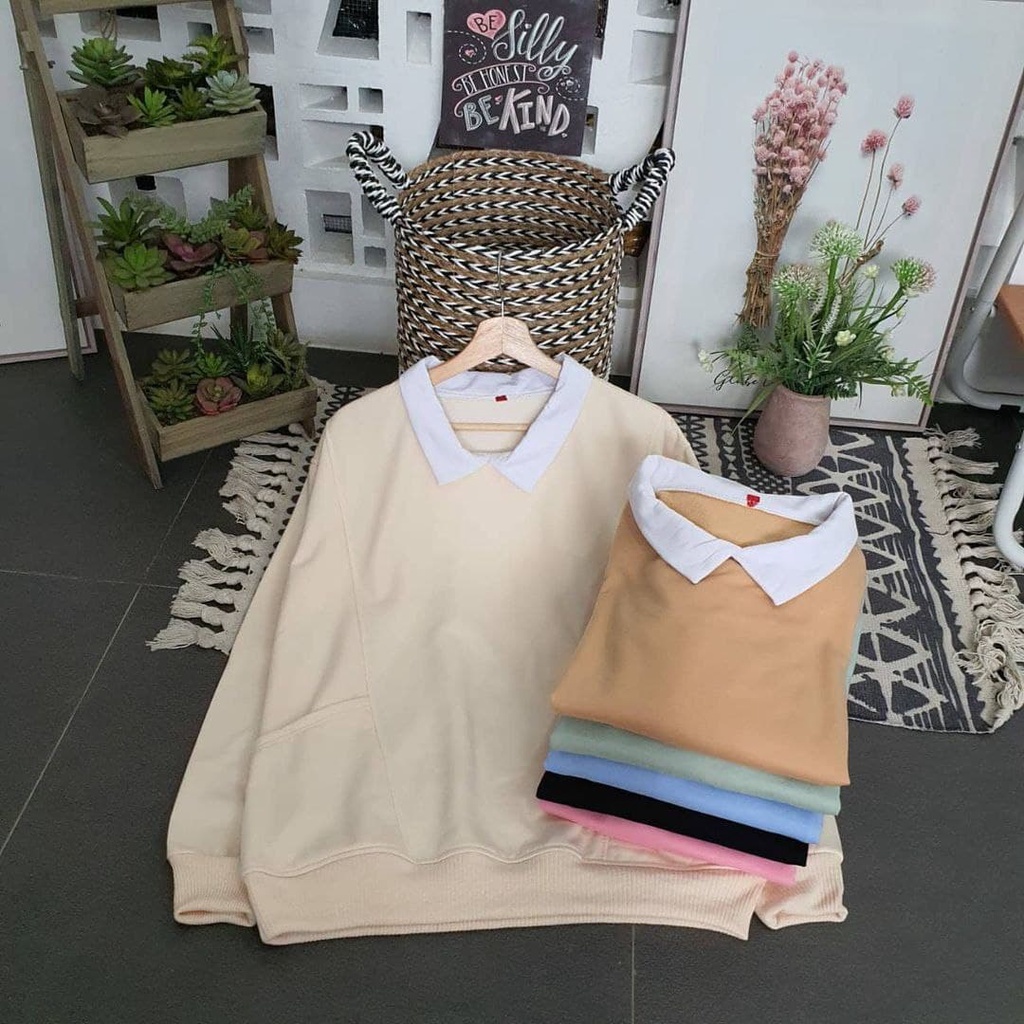 LUTEST OVERSIZE SWEATER KERAH WANITA BAHAN BABYTERRY