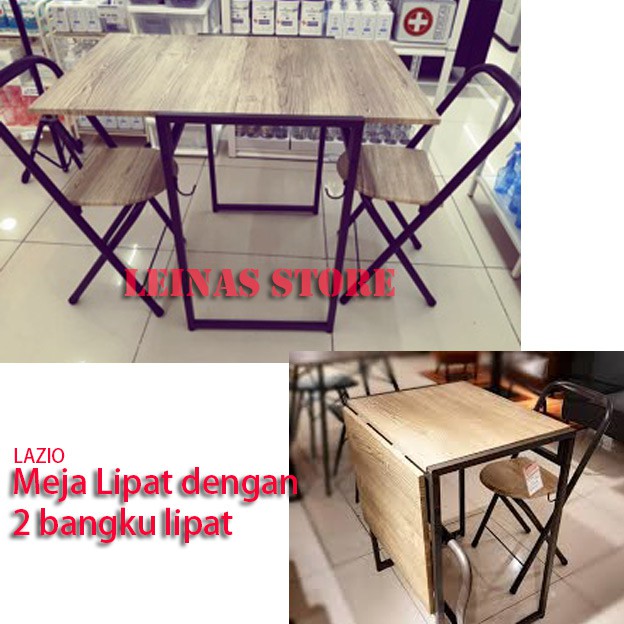 Lazio MInimalis Meja Makan Lipat Set Dengan Kursi Lipat