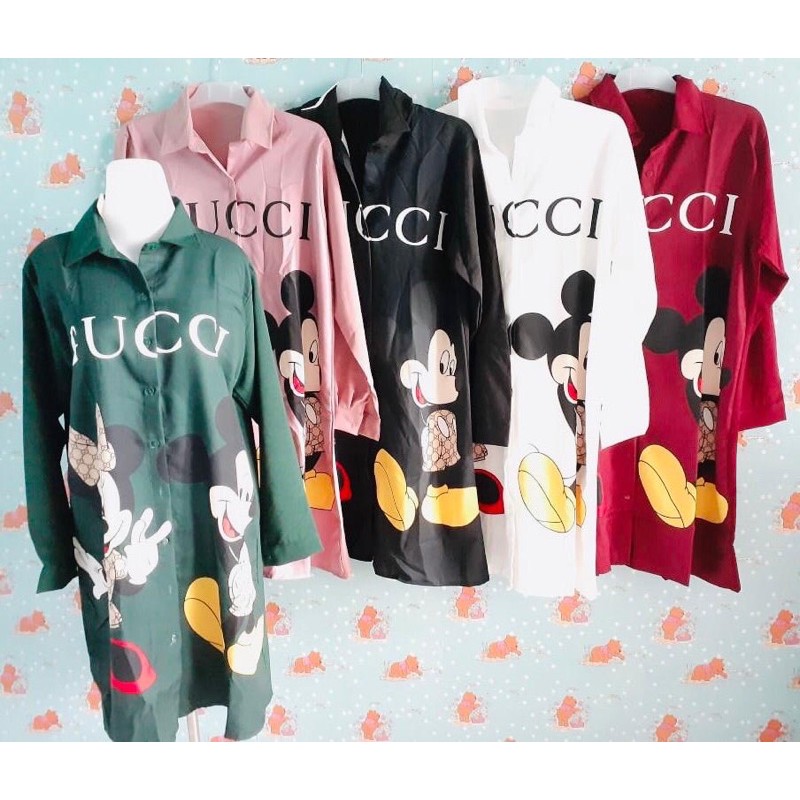 KEMEJA TUNIK MICKEY GUCCI JUMBO IMPORT