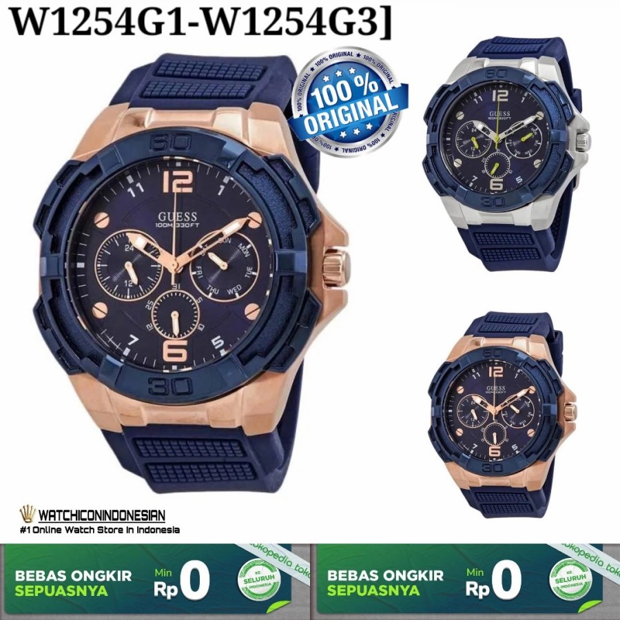Cash Back Jam Tangan Pria Merk GUESS Original Type [W1254G1-W1254G3] Garansi 1th