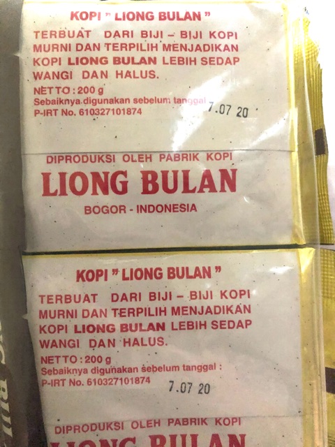 2PCS KOPI CAP LIONG BULAN 200gram ORIGINAL KHAS BOGOR(2PCS)