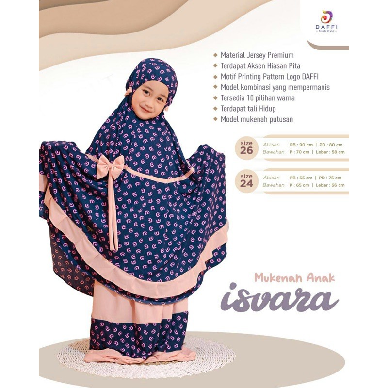 MUKENA ANAK MOTIF LOGO DAFFI / MUKENA ANAK JERSEY PREMIUM / MUKENA ANAK 2 - 3 TAHUN ISVARA ORI DAFFI