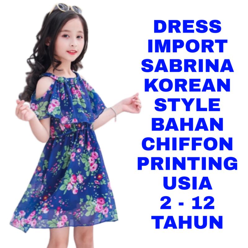 WK DRESS SABRINA IMPORT ANAK PEREMPUAN BAJU GAUN PESTA SANTAI PANTAI