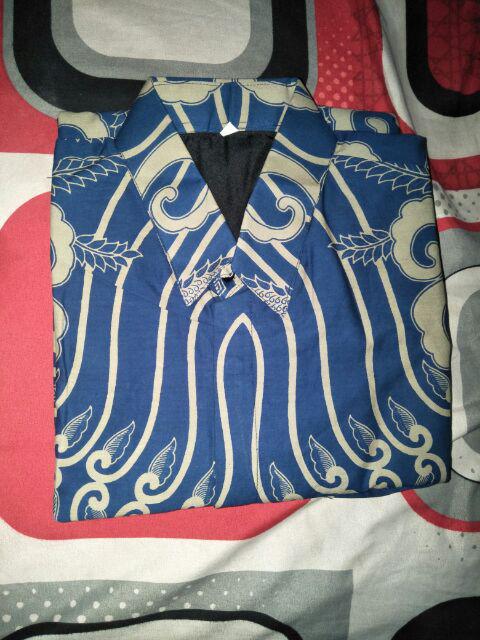 Kamandanu Blue Kemeja Batik Pria Full Furing Bahan Katun Primisima