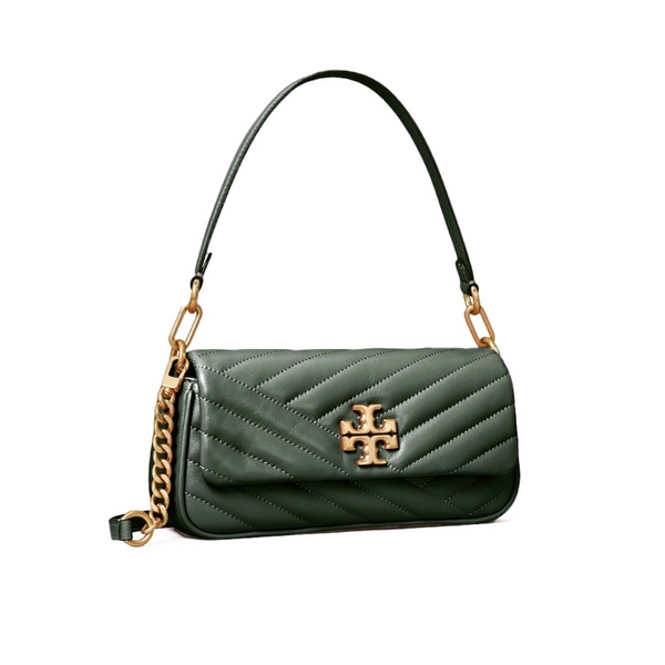 Tory Burch 85229 Kira Chevron Small Flap Shoulder Bag Sycamore Green/Rolled Gold