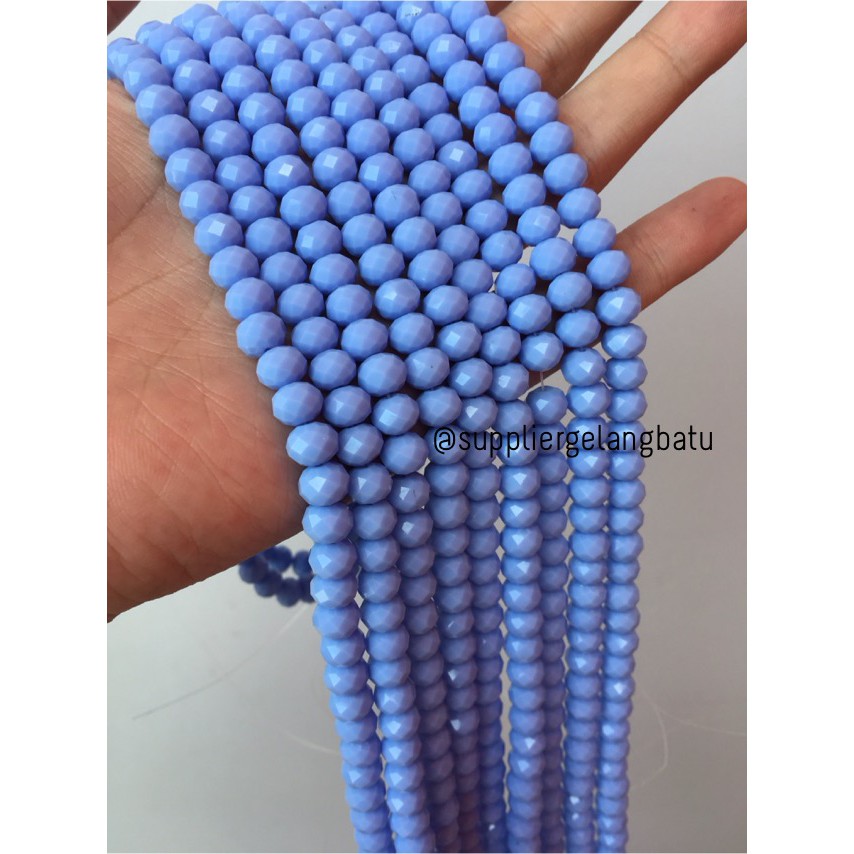 Crystal Ceko Doff 8mm biru muda aksesoris beads manik donat rondelle bahan kristal gelang kalung