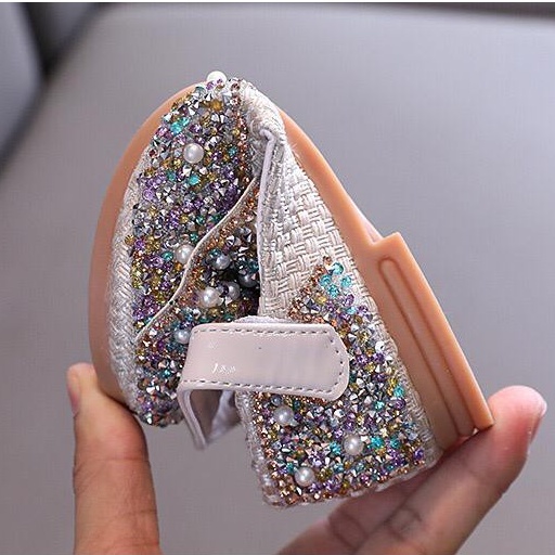 [Brandedbaby] 21-36 SEPATU PESTA ANAK PEREMPUAN IMPORT PREMIUM MANIK-MANIK MUTIARA PITA HITAM PINK IVORY / SEPATU FASHION FLAT GIRL PARTY SHOES