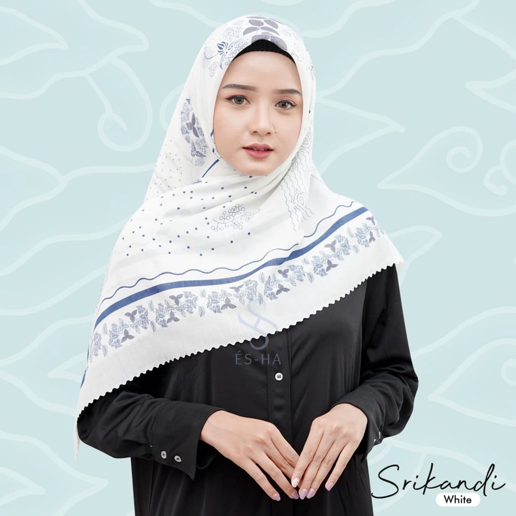 (PART 1) Series Hijab Motif Voal / Segiempat Motif Voal Premium Exclusive-SRIKANDI WHITE