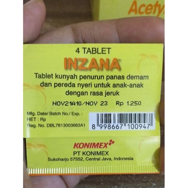 inzana tablet pereda panas &amp; nyeri anak per strip