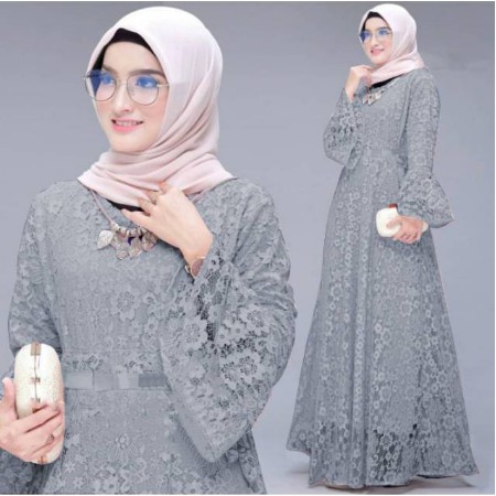 SEMI GAMIS BROKAT FULL FURING/ ROK PLISKET/ BAJU PESTA MUSLIMAH