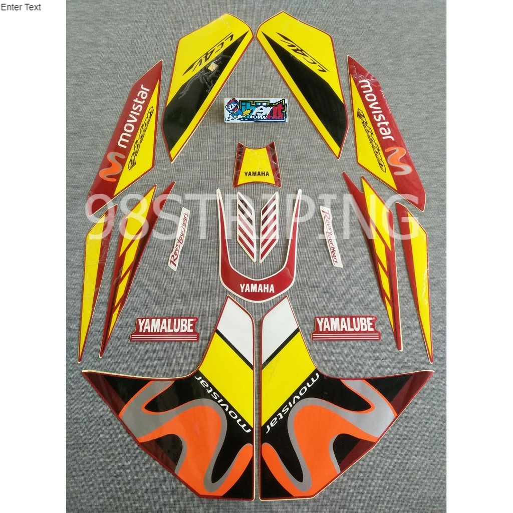 STIKER STRIPING LIS STANDAR ORI YAMAHA VIXION MOVISTAR KUNING MERAH TAHUN 2015