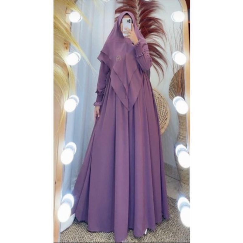 Gamis syari hasanah bahan ceruty babydoll full furing/busui/resleting