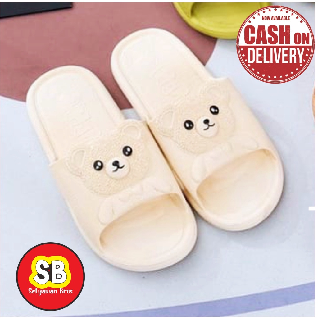 Sendal Slip On Beruang Wanita Dewasa Anti Slip Terbaru COD