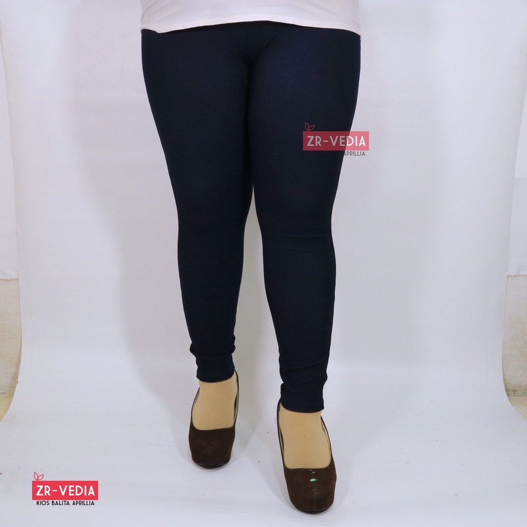 Jegging Jeans JUMBO Tanpa Kantong / fit to XXL Stretch Legging Big Size Celana Panjang Polos Wanita