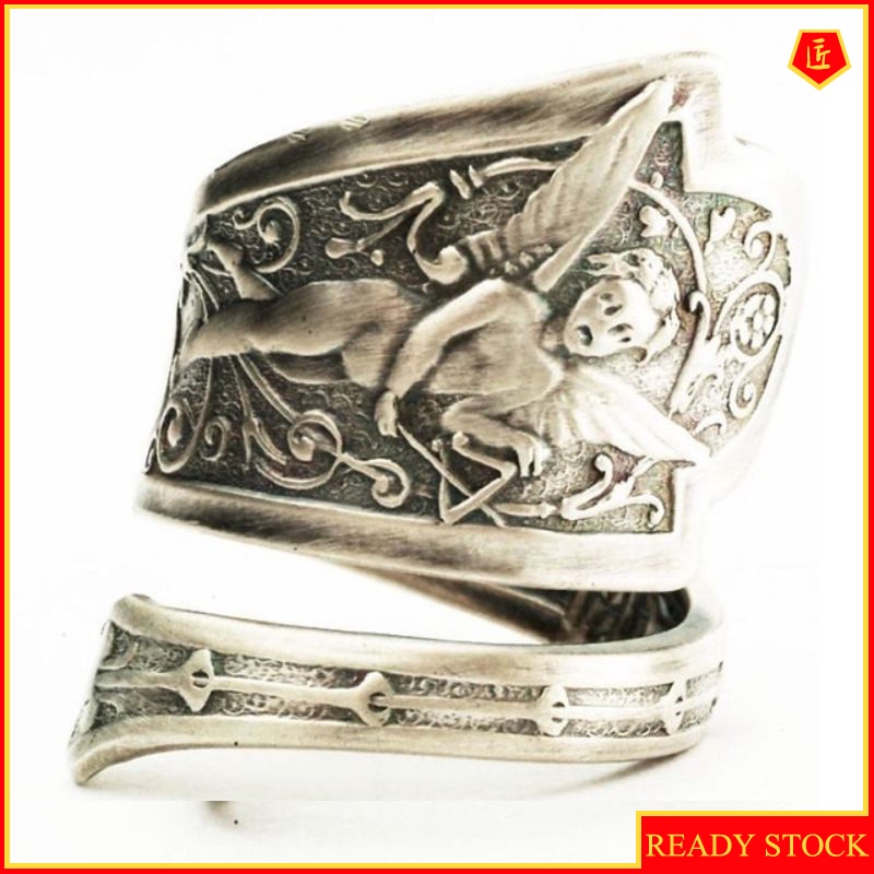 [Ready Stock]New Retro Silver Angel Cupid Ring
